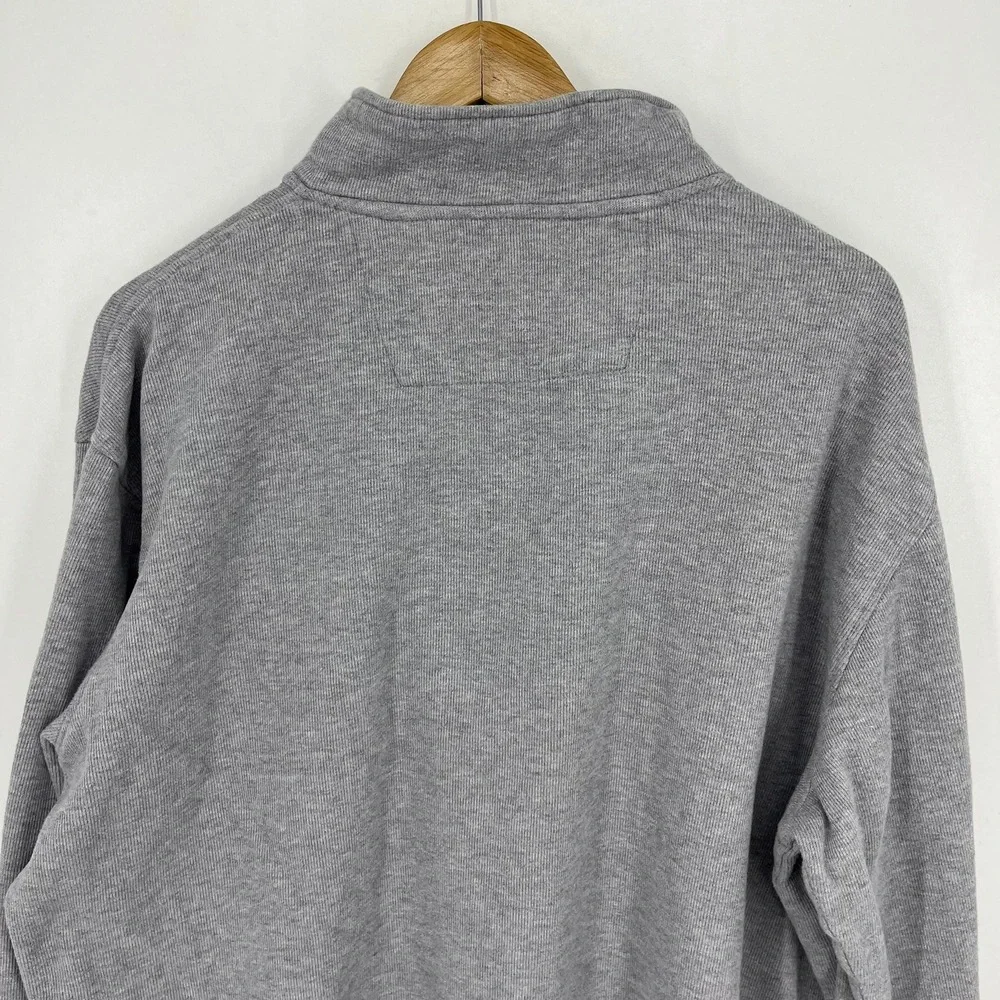 Chaps‎ Mens XXL Gray Ribbed 100% Cotton Quarter Zip Pullover Sweater Logo